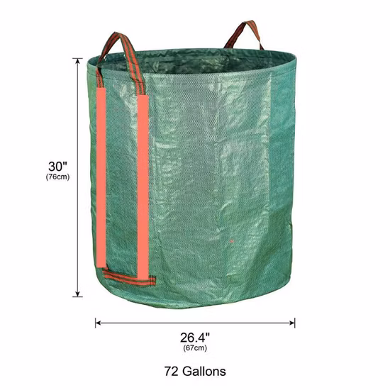 Sac de culture pliable en plastique Durable 272L, sac de déchets de jardin paysage étanche PP avec sacs à poignée